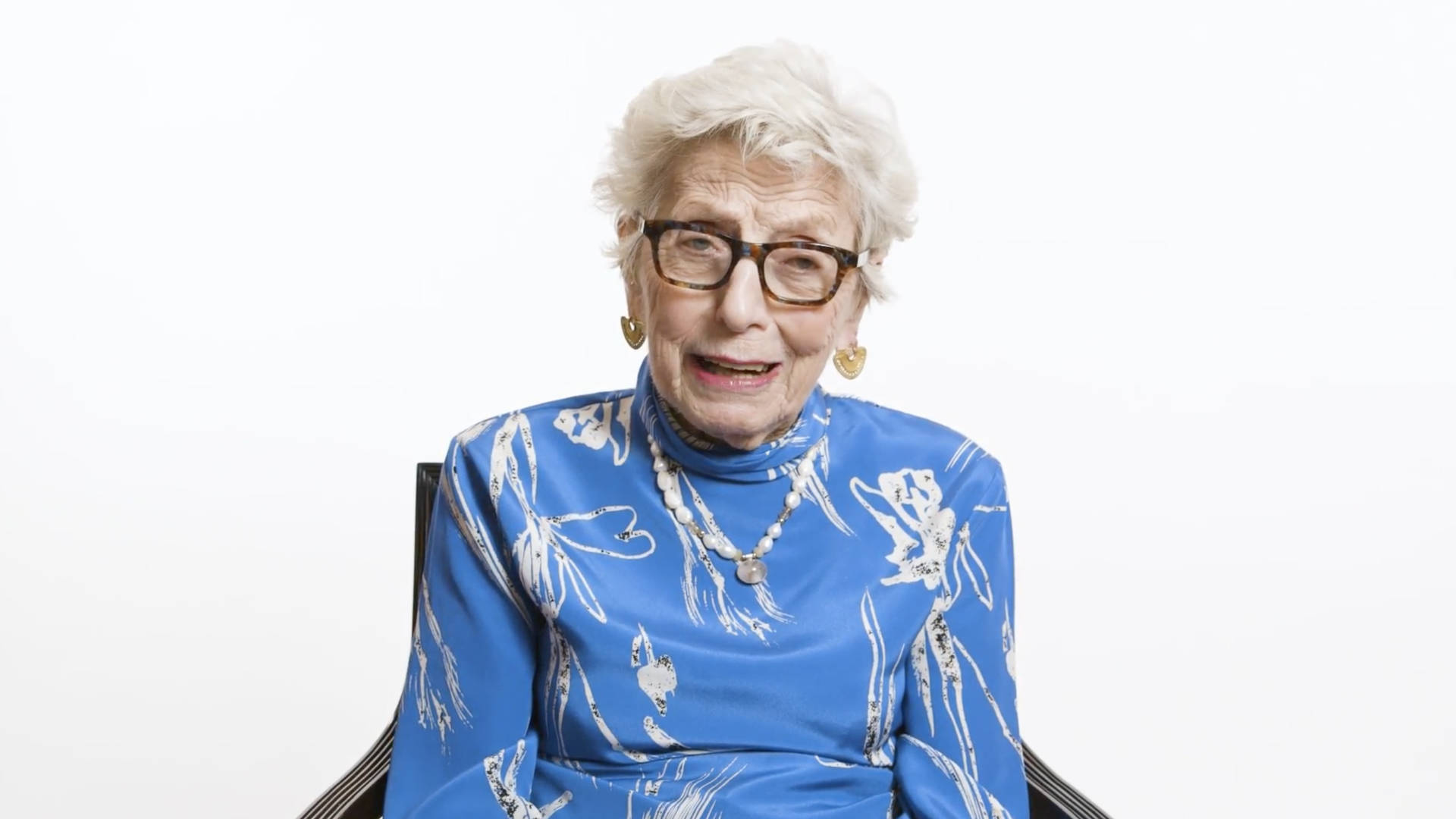 Beautiful Older Woman Blue Atop Background