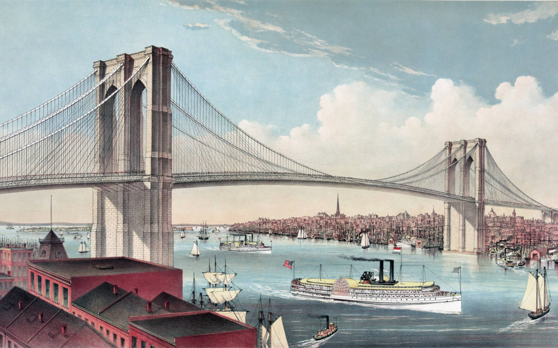 Beautiful Painting Of Brooklyn Bridge