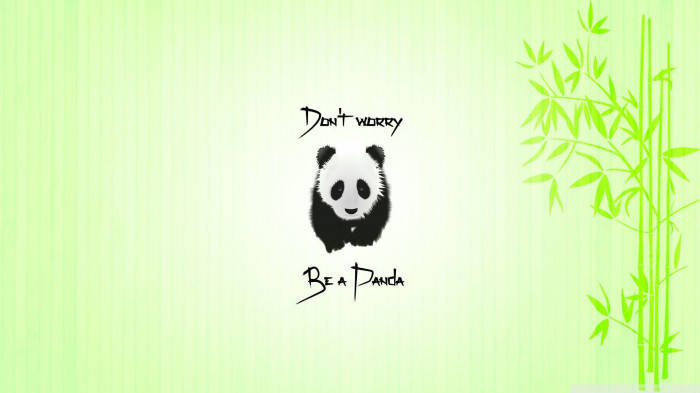 Beautiful Panda With Green Bamboo Background