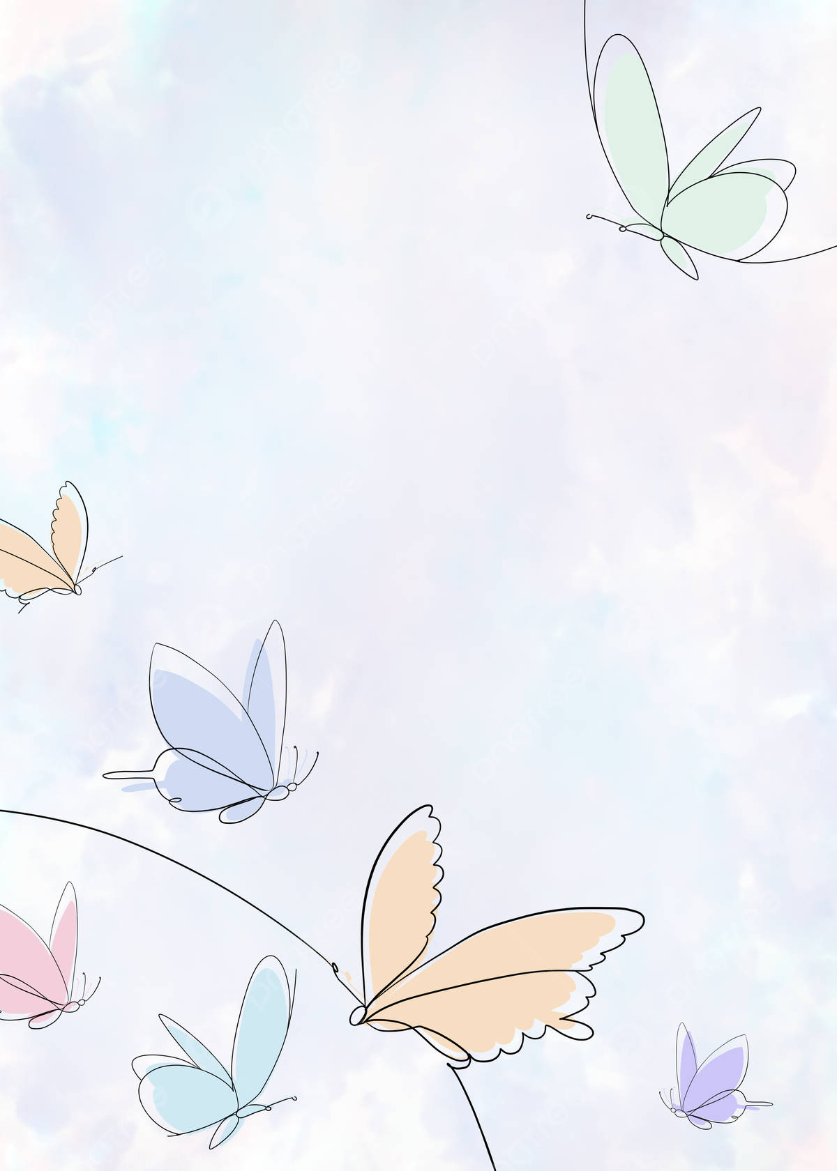 Beautiful Pastel Butterflies Digital Art Background