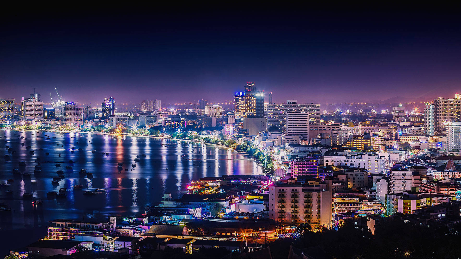 Beautiful Pattaya City Lights Background