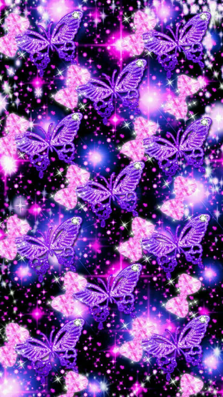 Beautiful Pink Glitter Butterfly Background