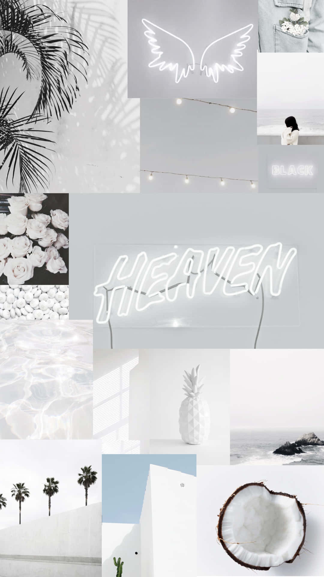 Beautiful Pure White Aesthetic Collage Background