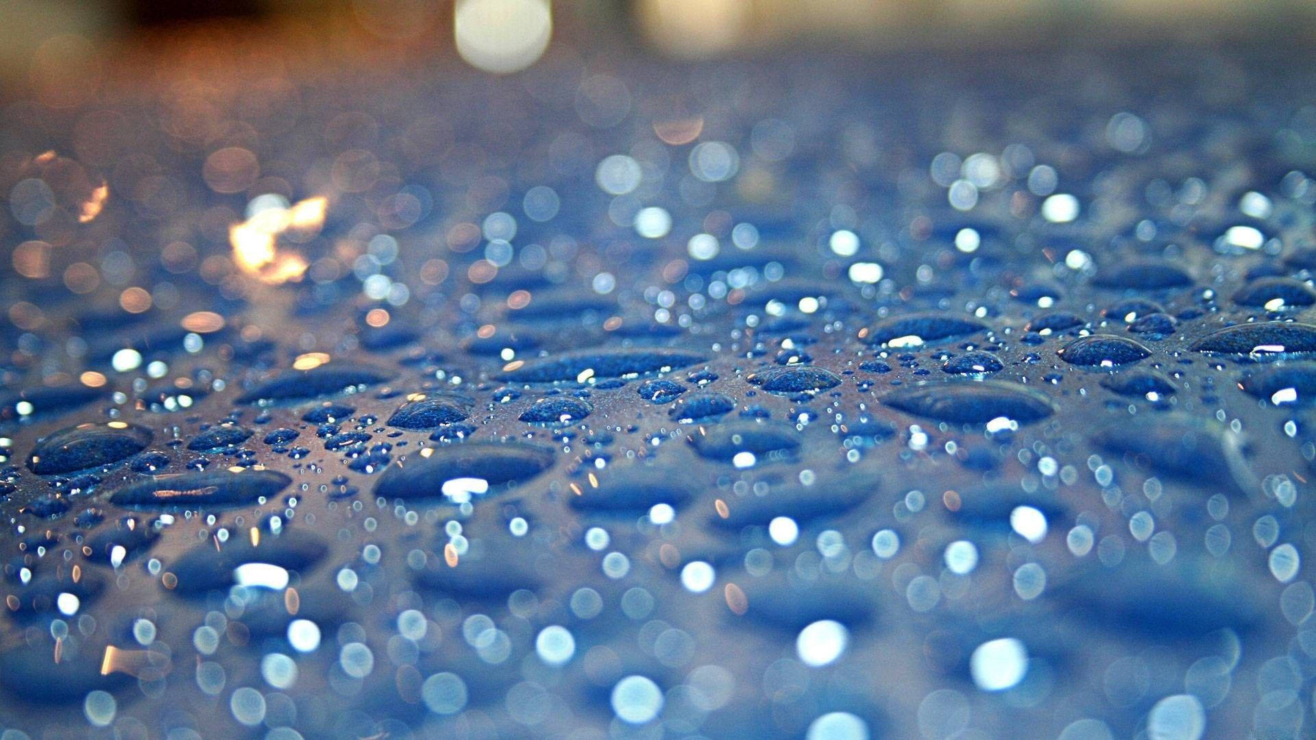 Beautiful Rain Droplets On A Surface