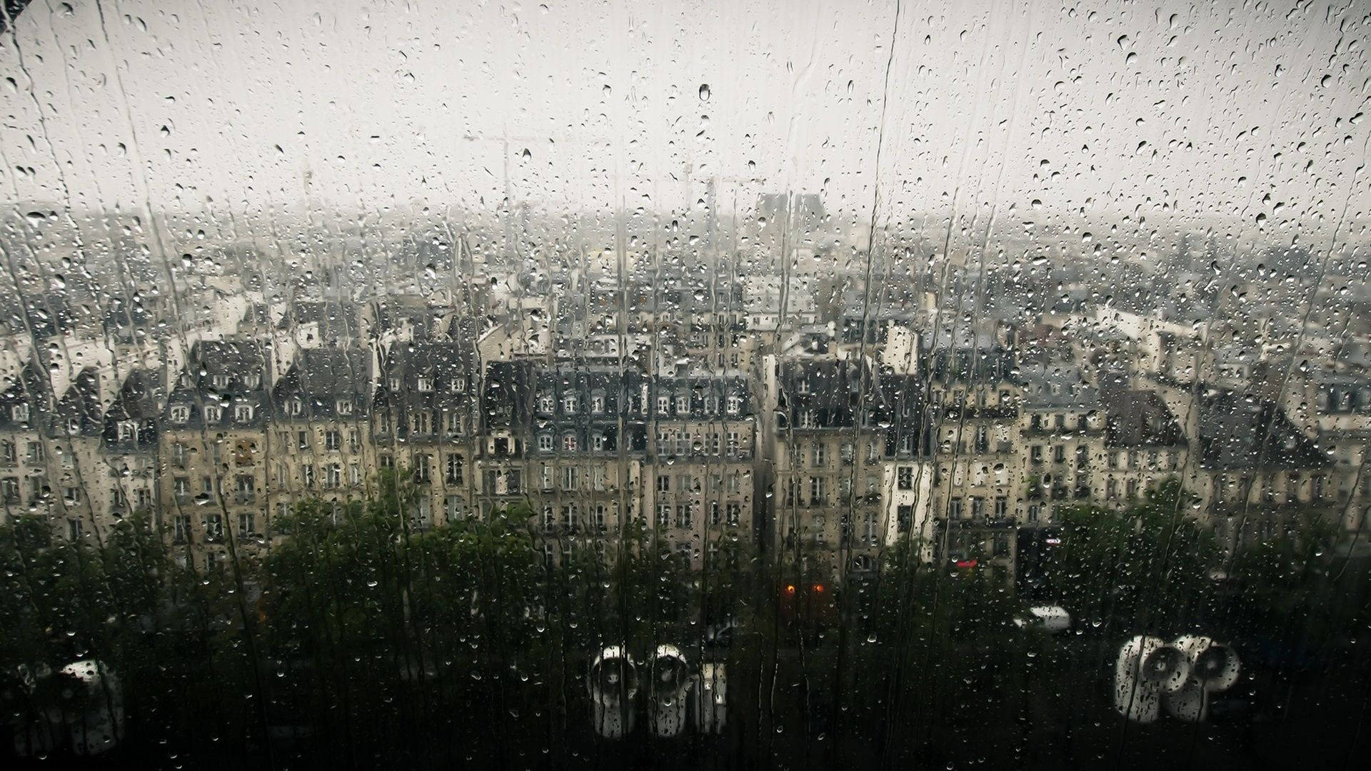 Beautiful Rain From A Window Background