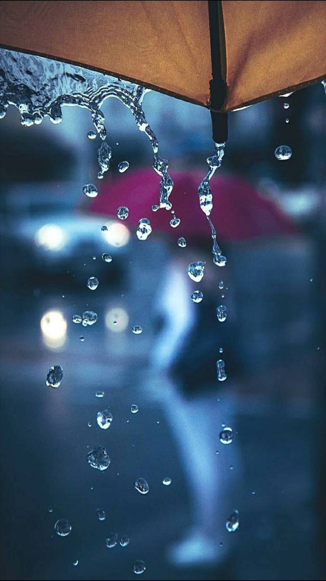 Beautiful Rain From The Umbrella Background