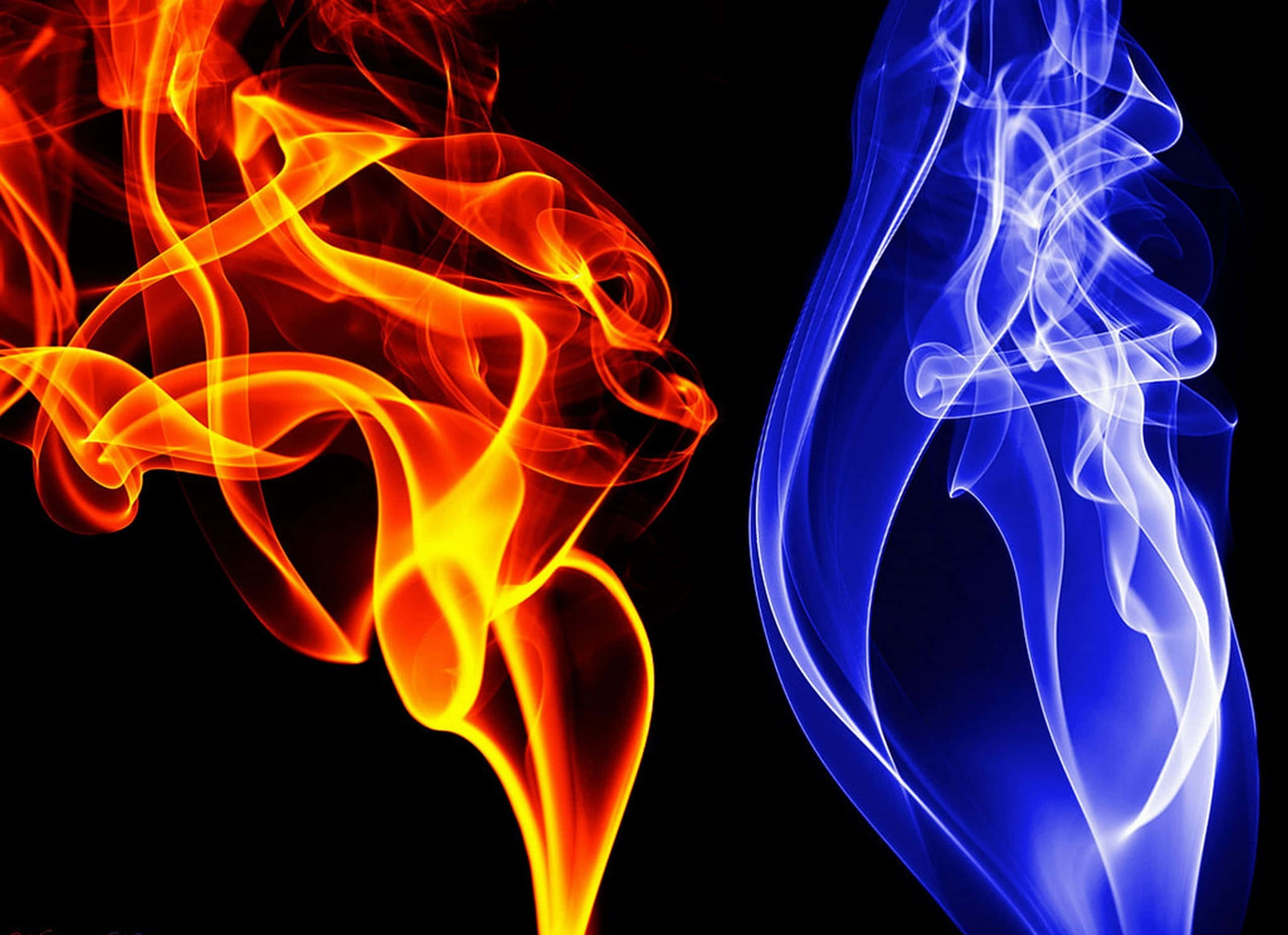 Beautiful Red And Blue Fire Background