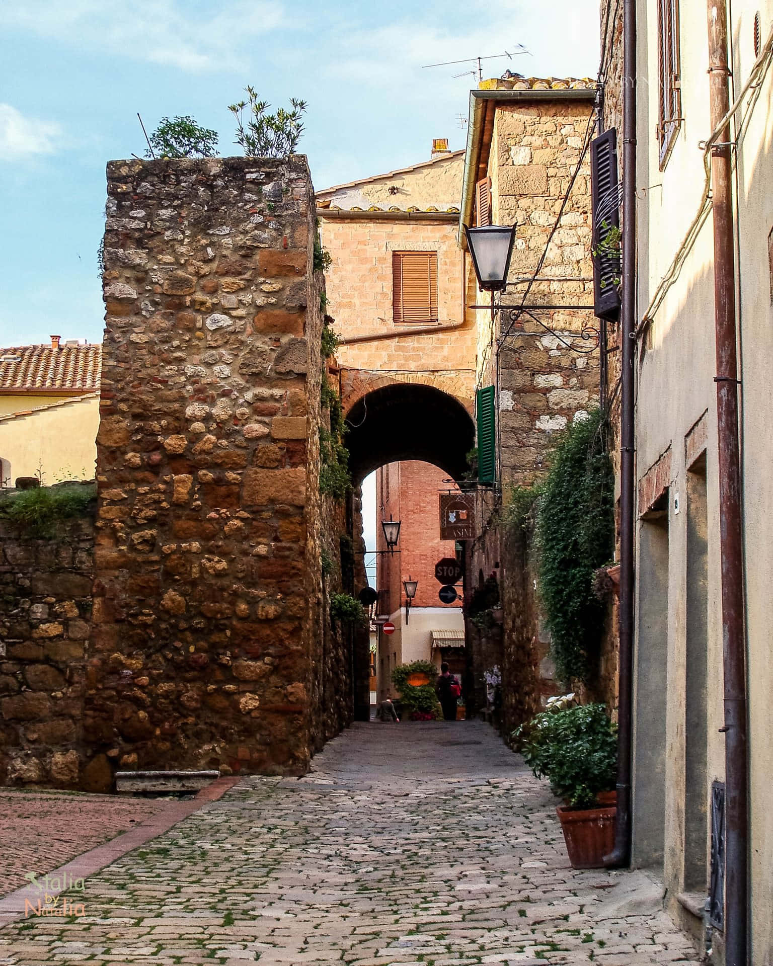 Beautiful Short And Small Vintage Bricked Pienza Tunnel Background