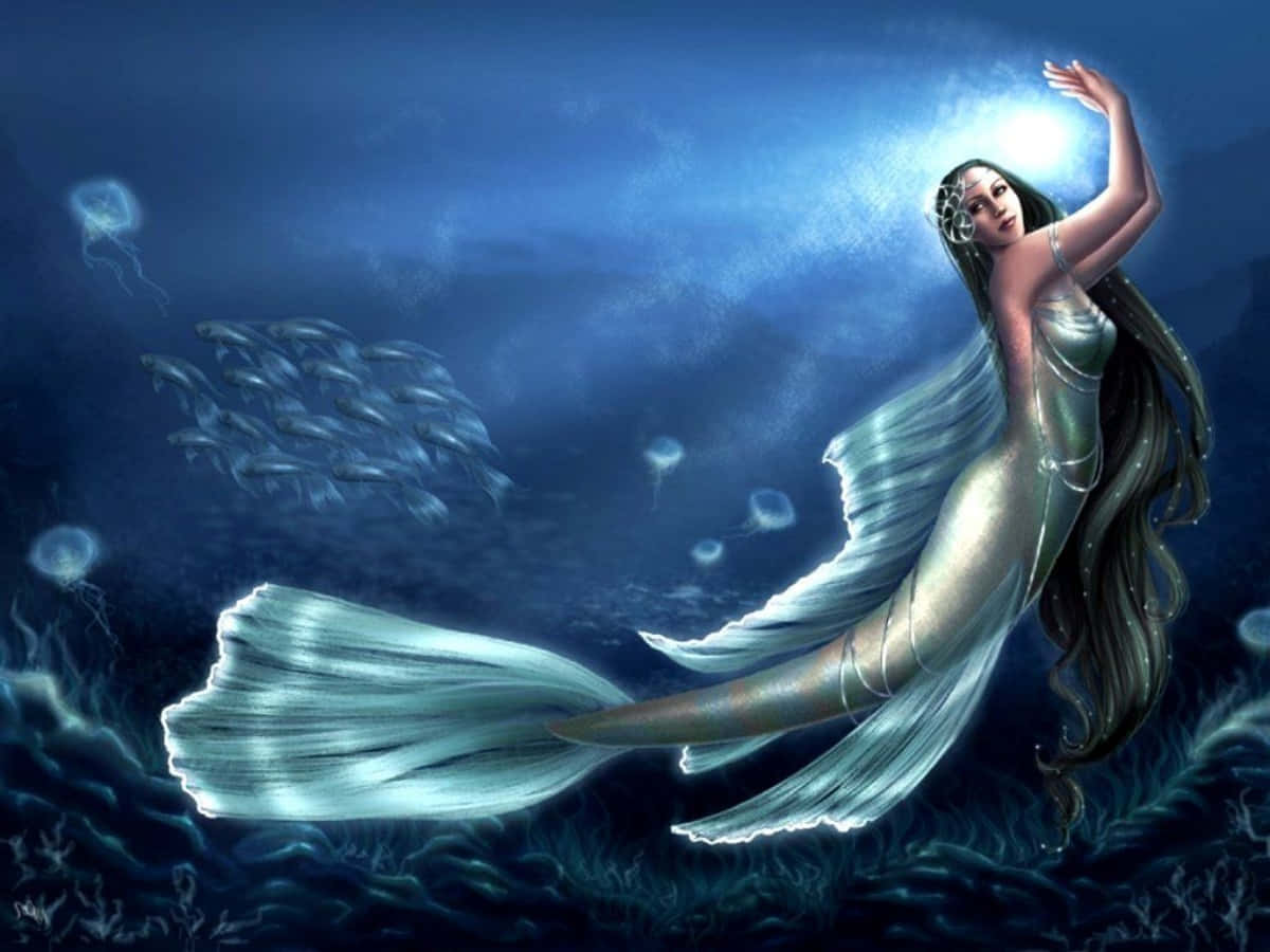 Beautiful Silver Mermaid Background