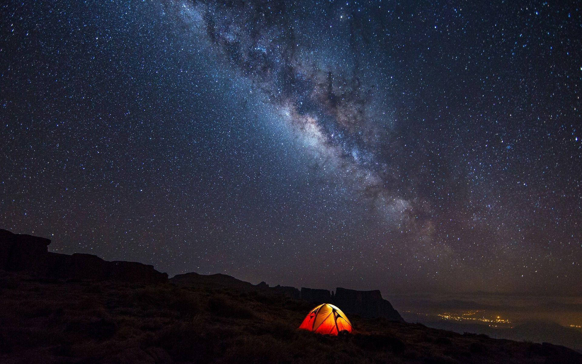 Beautiful Sky Camping Background