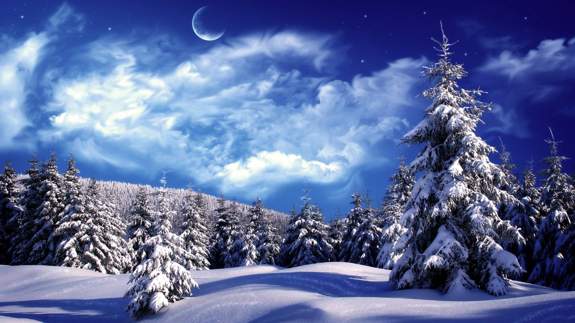 Beautiful Sky Over Winter Landscape Background