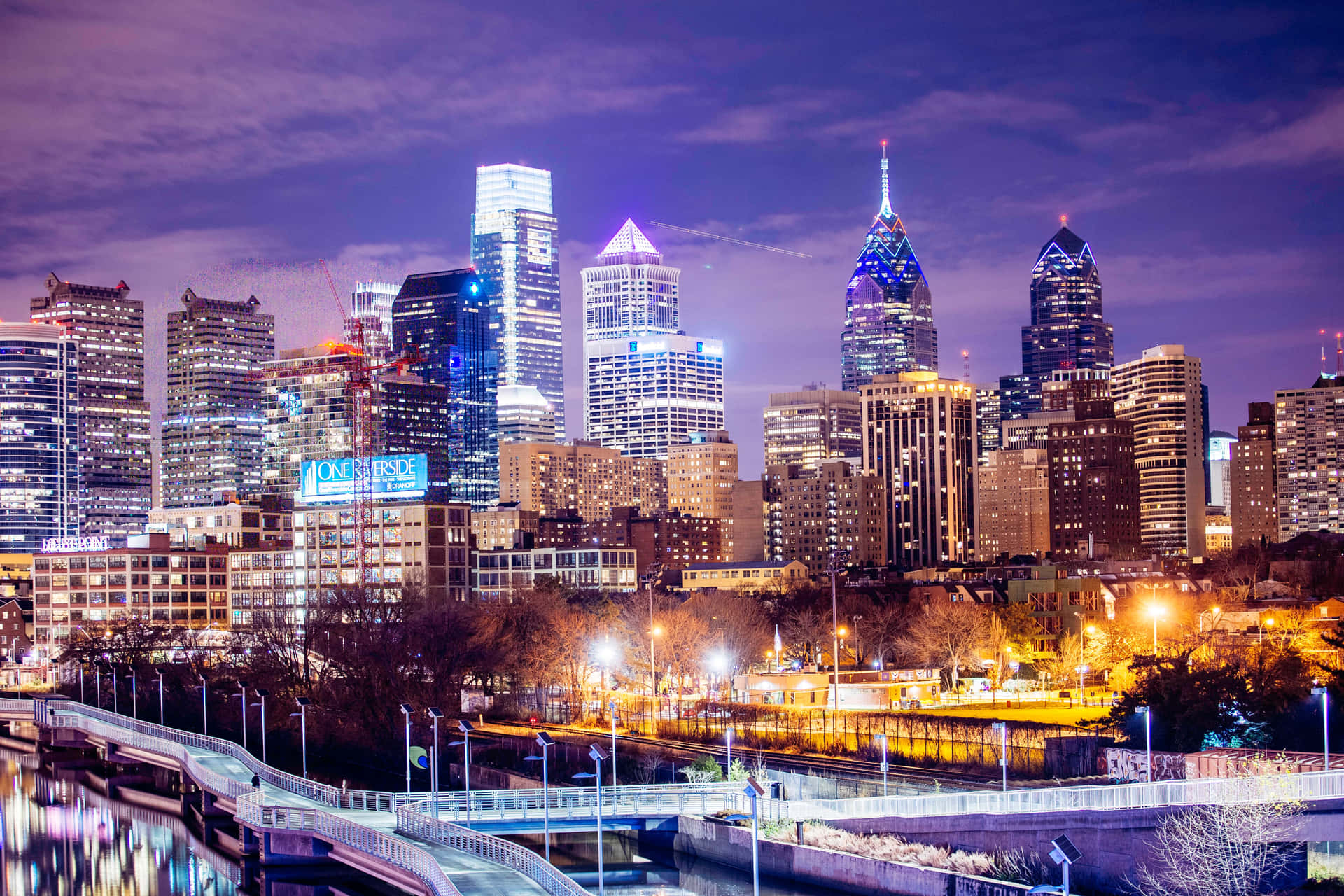 Beautiful Skyline Of Philly City Background