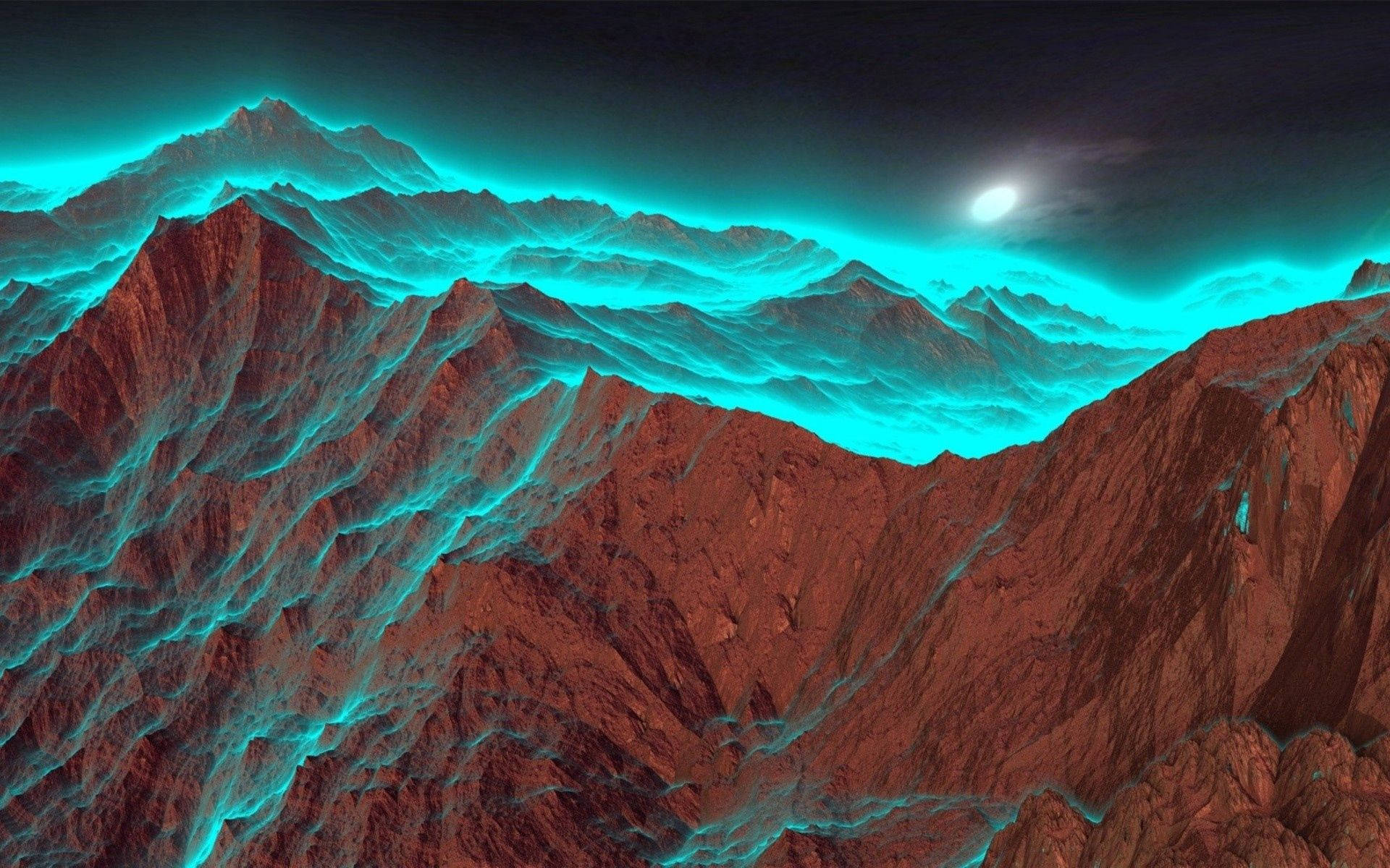Beautiful Space Themed Mountains Background