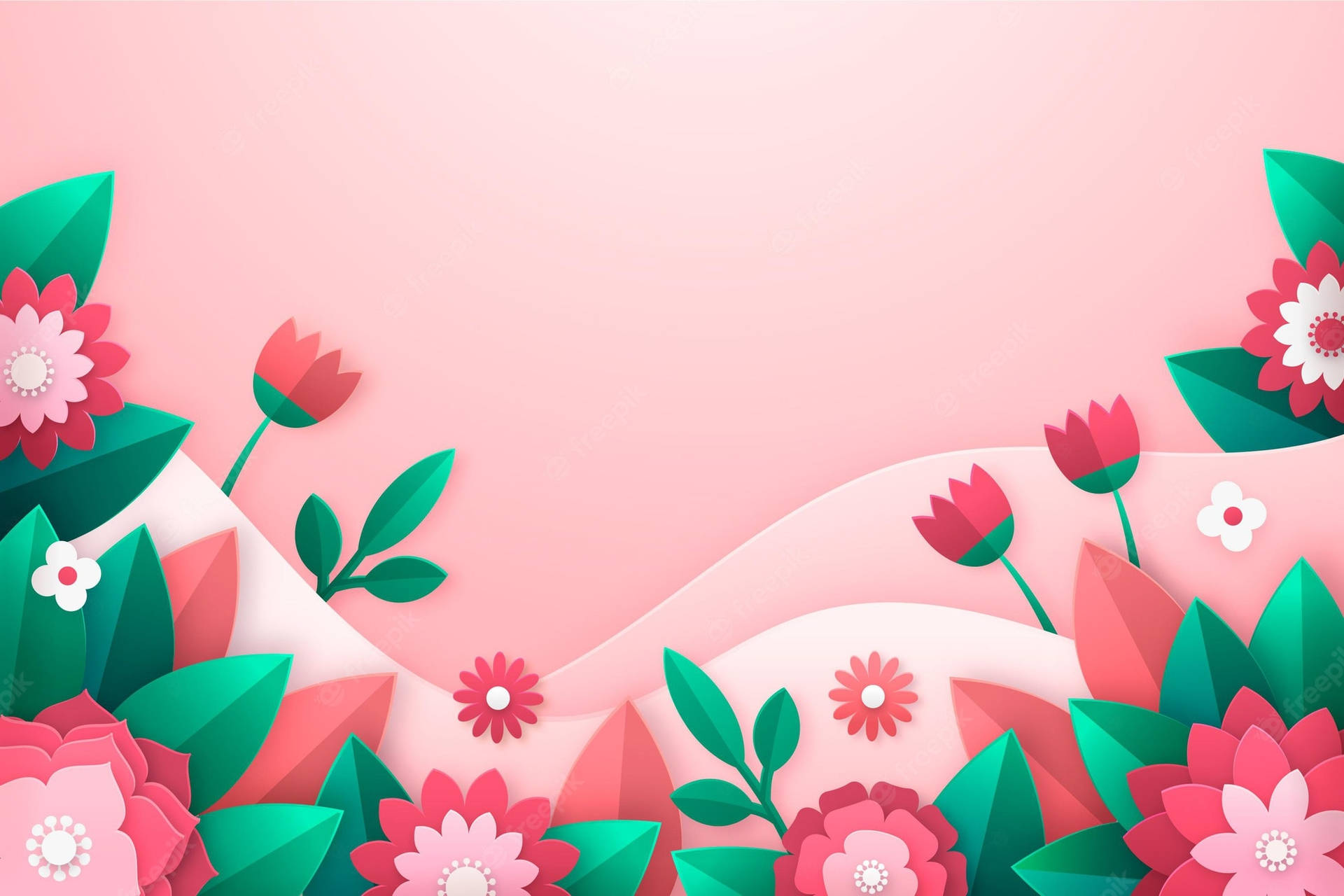 Beautiful Spring Origami Flowers Digital Art Background