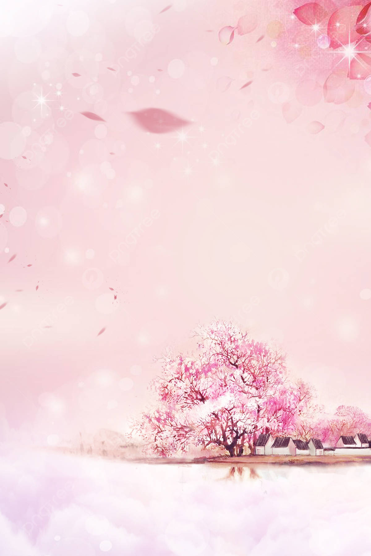 Beautiful Spring Peach Blossom Tree Background