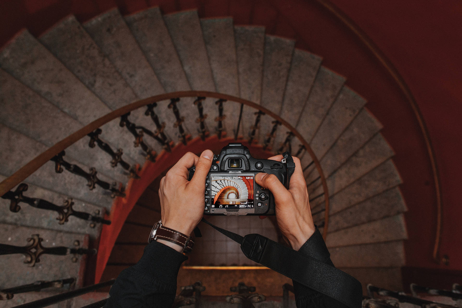 Beautiful Staircase Captured By Dslr Camera Background