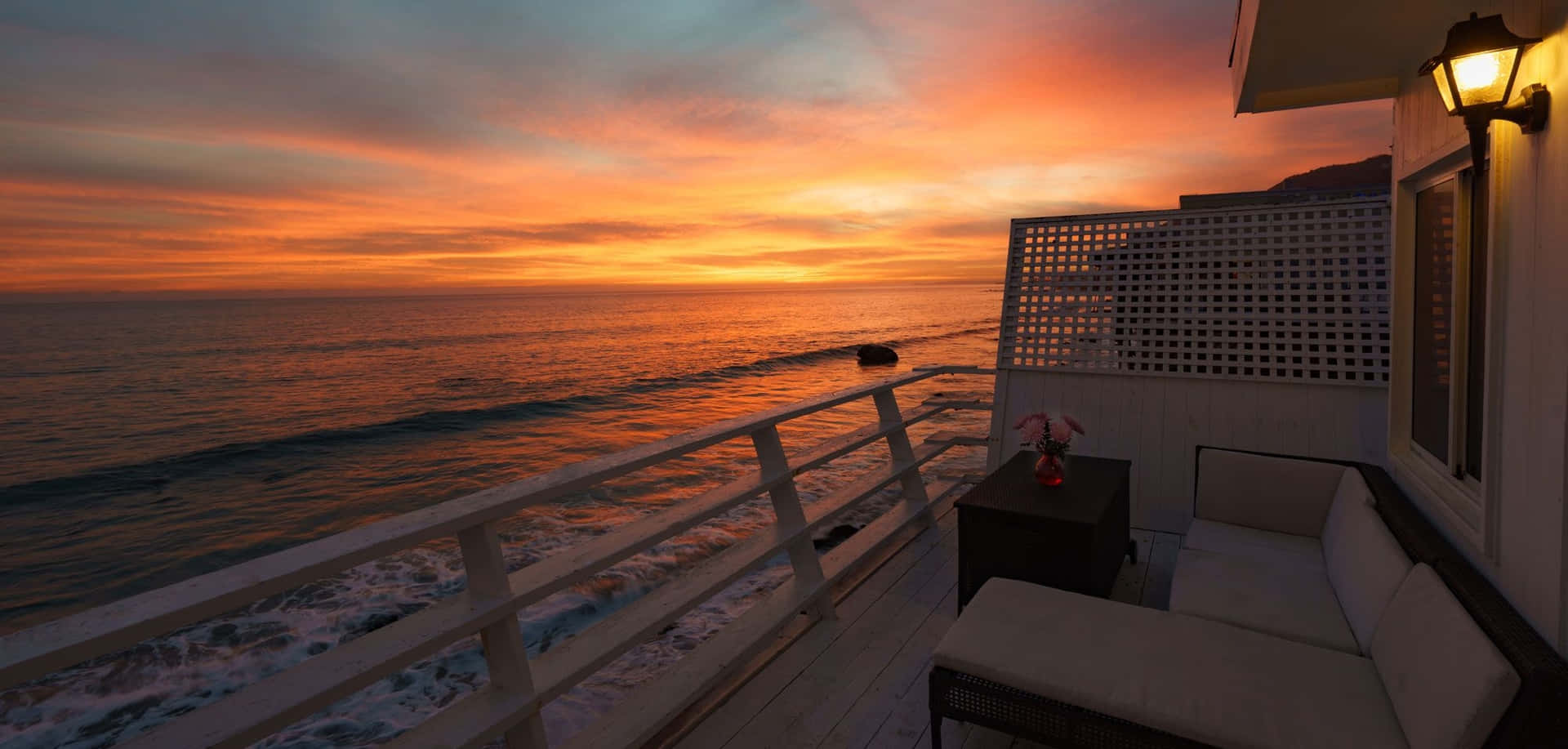 Beautiful Sunrise Over Malibu Beach Background