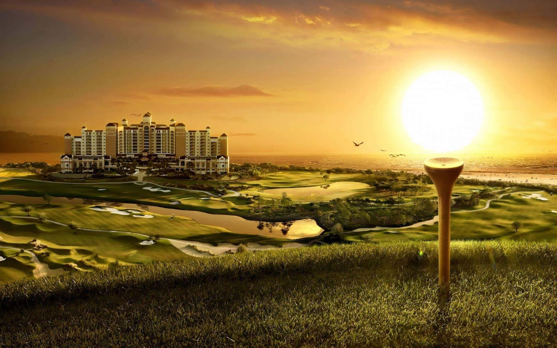 Beautiful Sunset 3d Golf Desktop Background