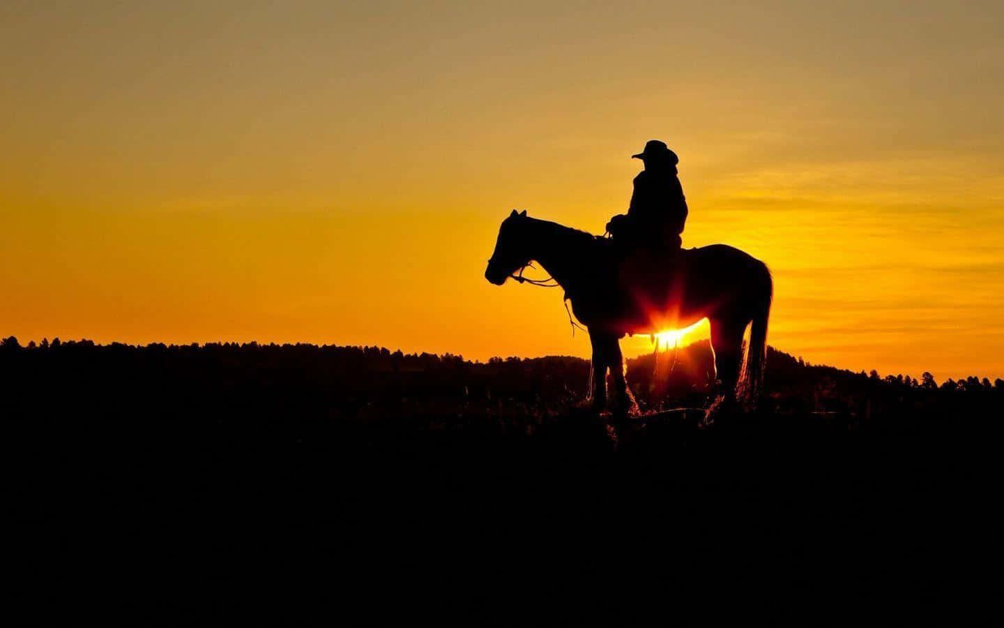 Beautiful Sunset And Western Cowboy Desktop Background