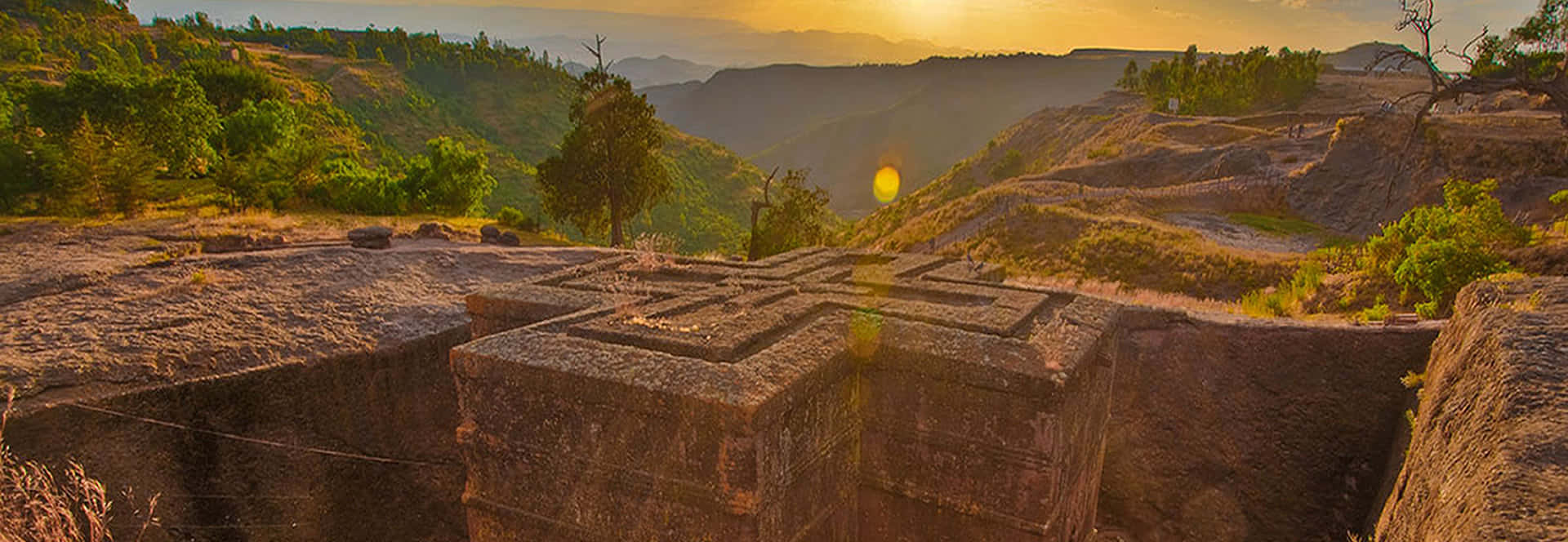 Beautiful Sunset At Lalibela's St. George Church Background