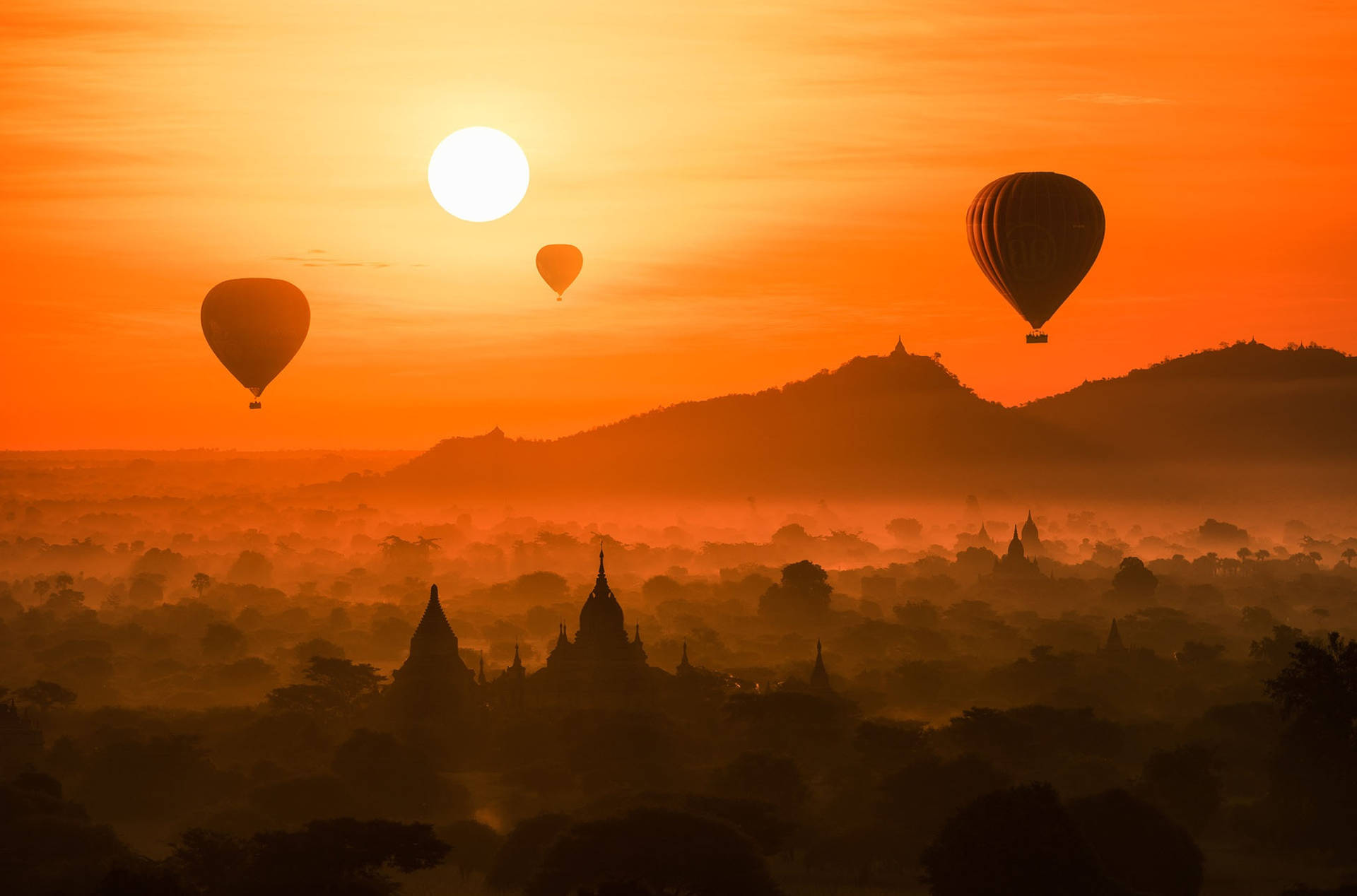 Beautiful Sunset In Burma Background