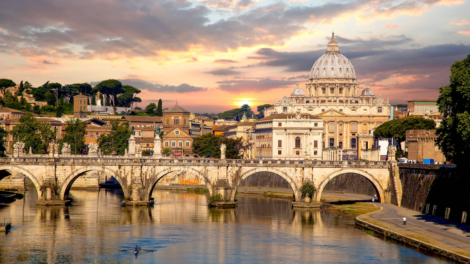 Beautiful Sunset In Vatican City Background