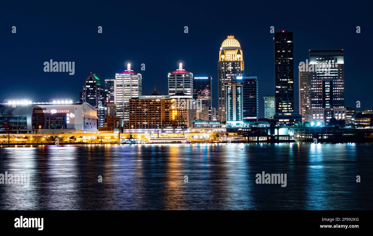 Beautiful Sunset Over The Louisville City Skyline Background