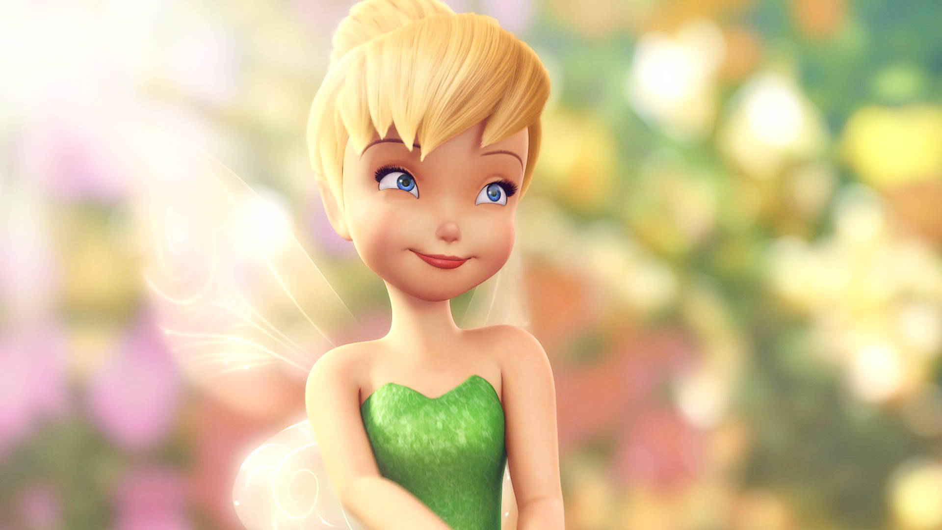 Beautiful Tinker Bell On Flowers Background