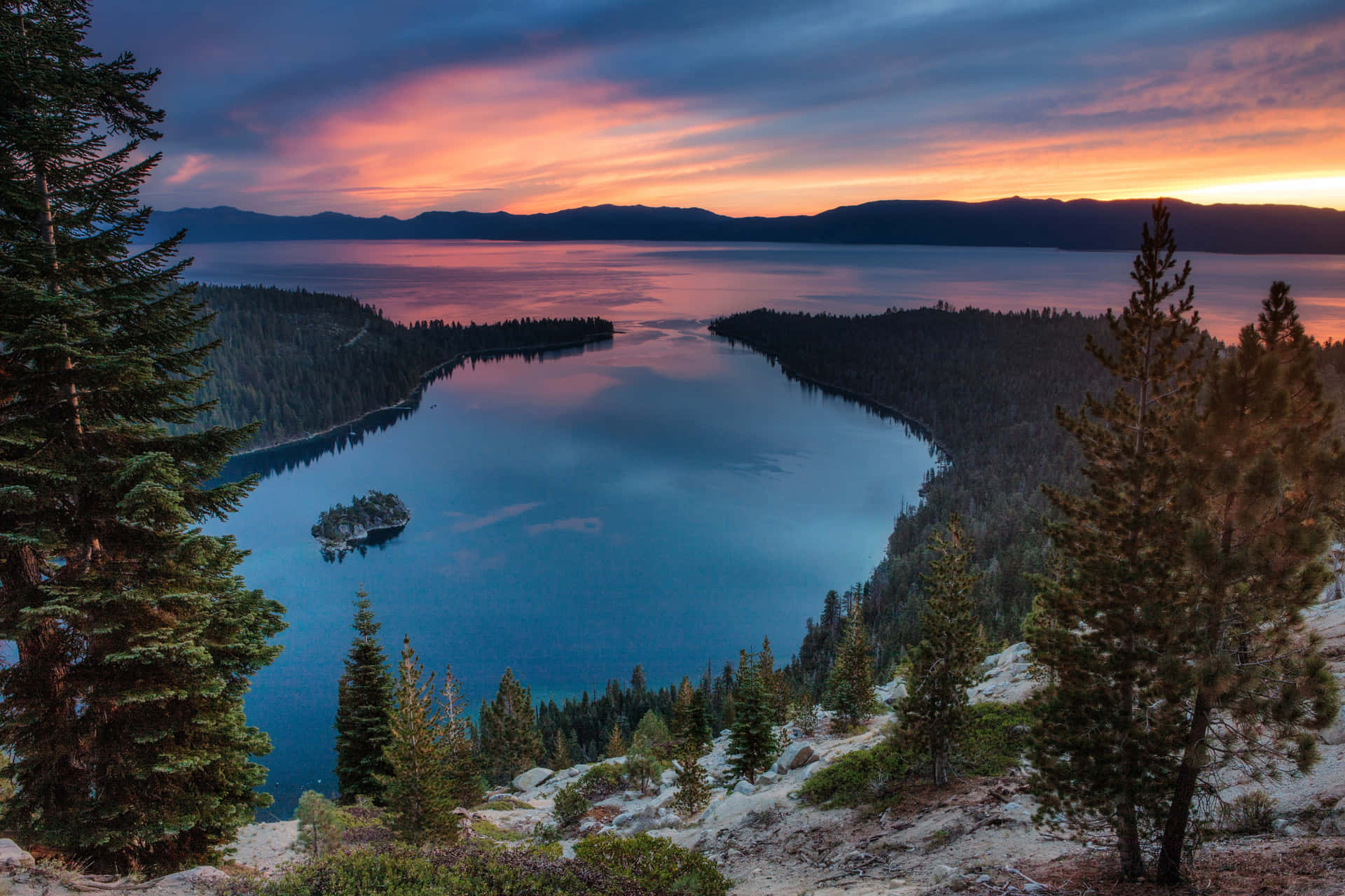 Beautiful View Of Lake Tahoe In The Late Afternoon Background