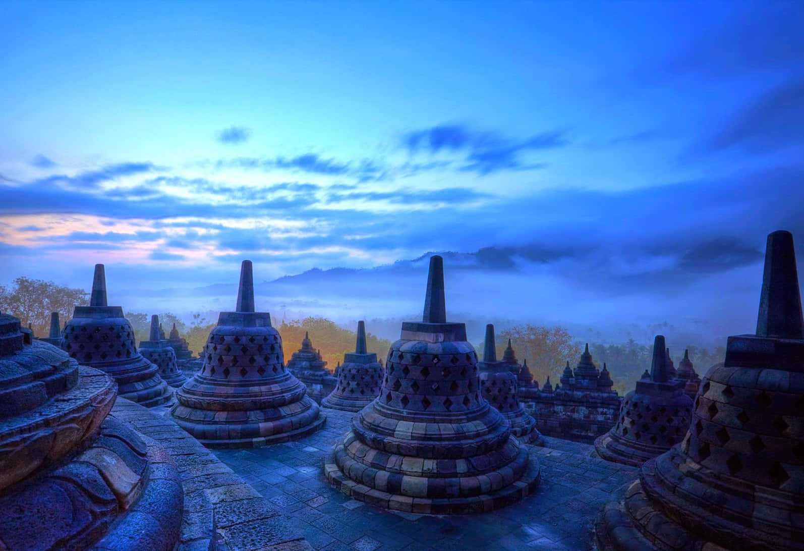Beautiful View Of The Borobudur Temple On Dark Hours Background