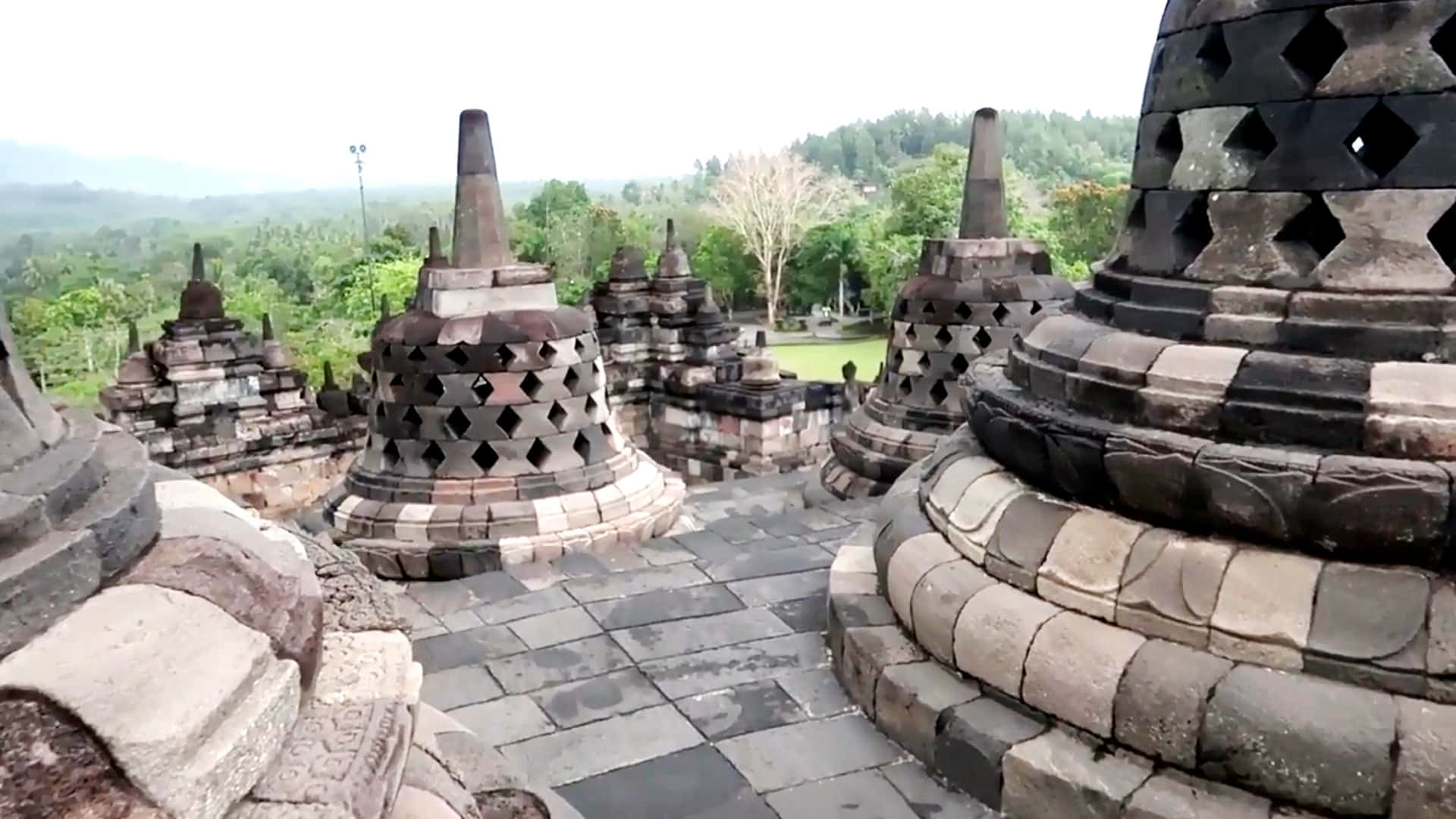 Beautiful Vista In Borobudur Temple On A Sunny Day Background