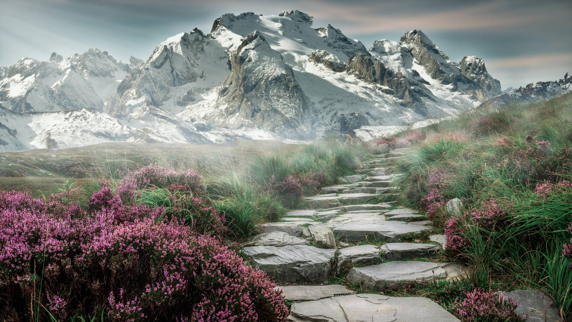 Beautiful Walkway For Mountain Iphone Theme Background
