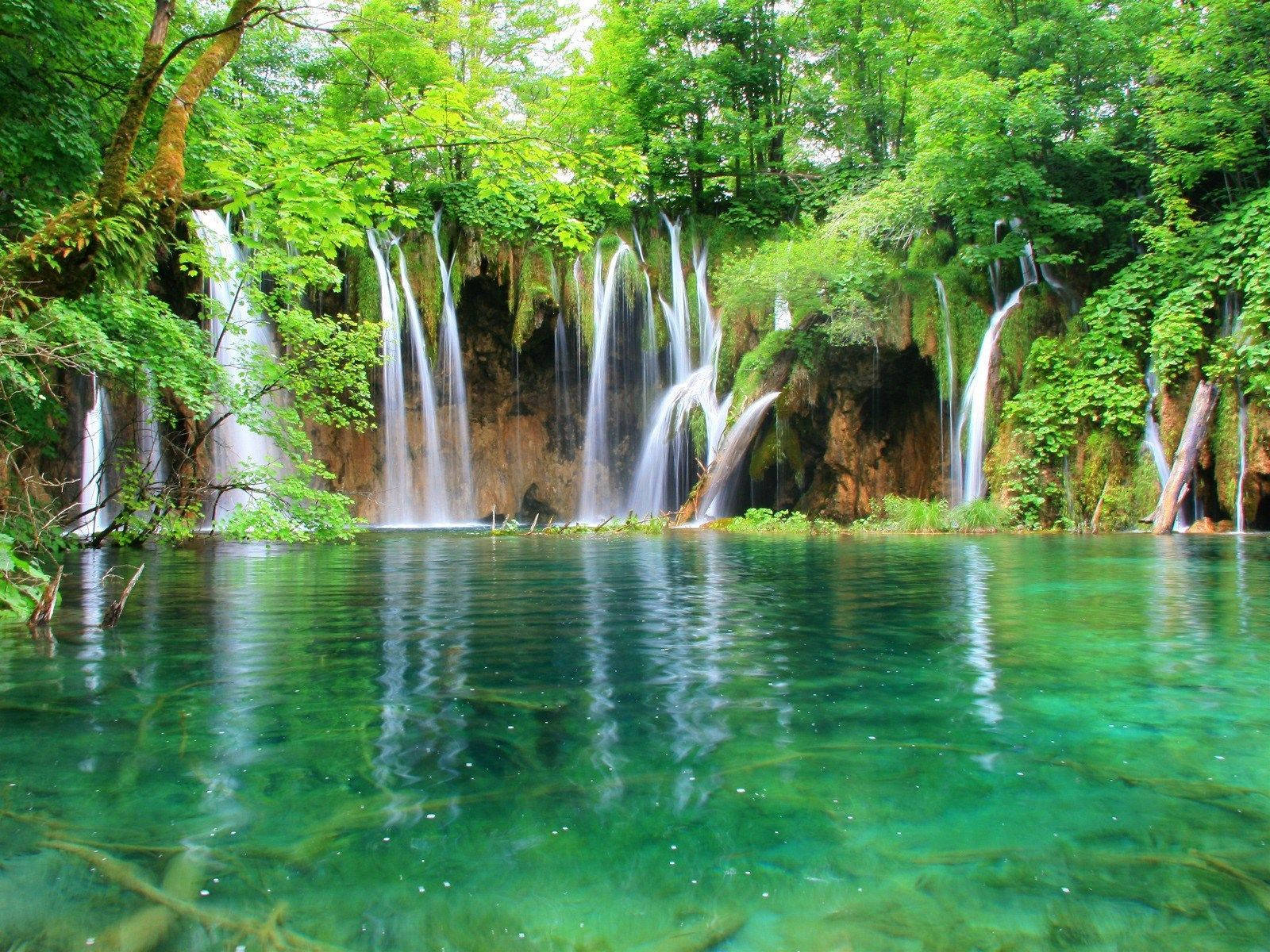 Beautiful Waterfall In Plitvice Lakes