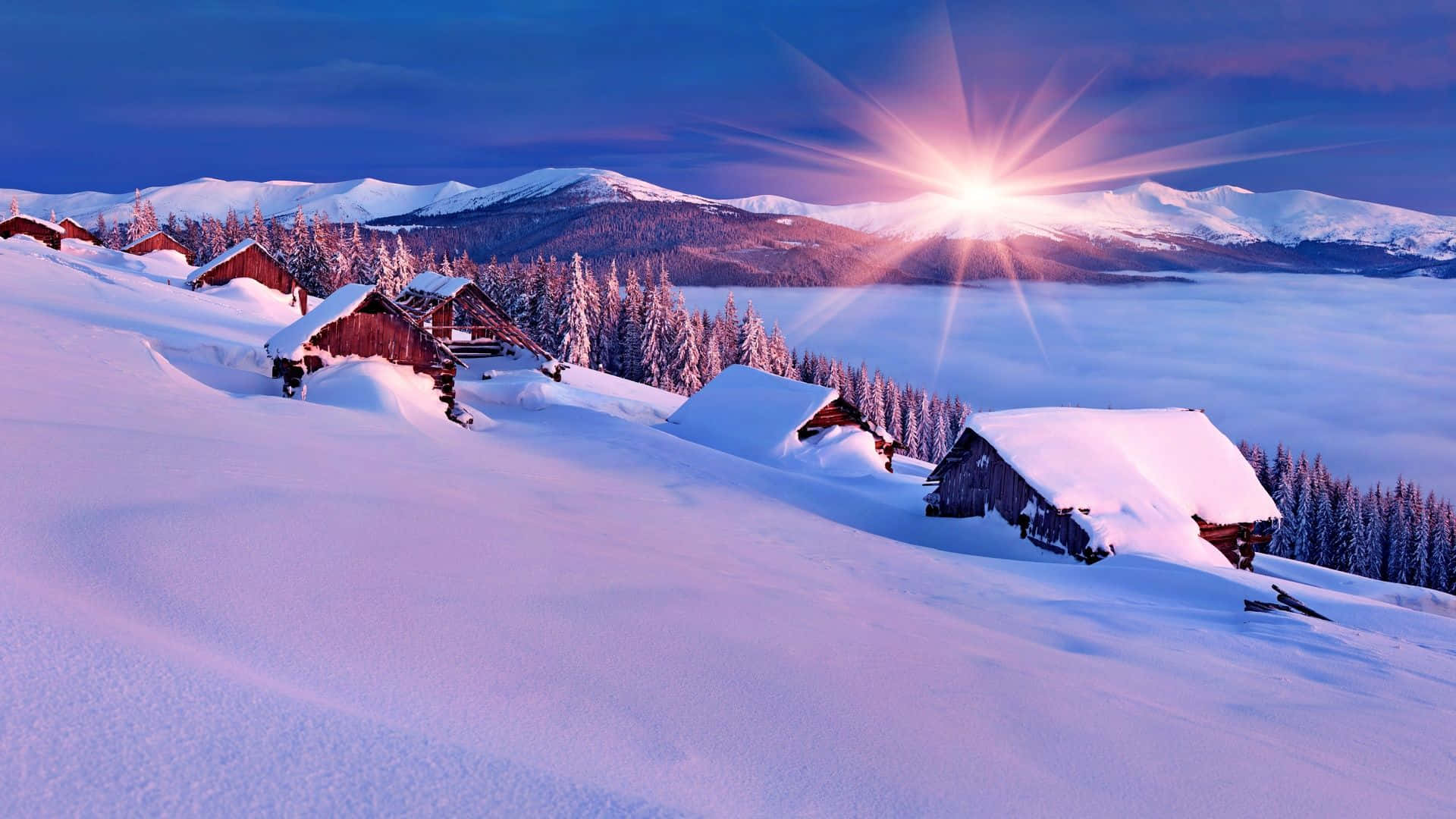 Beautiful Winter Season Morning Mountains