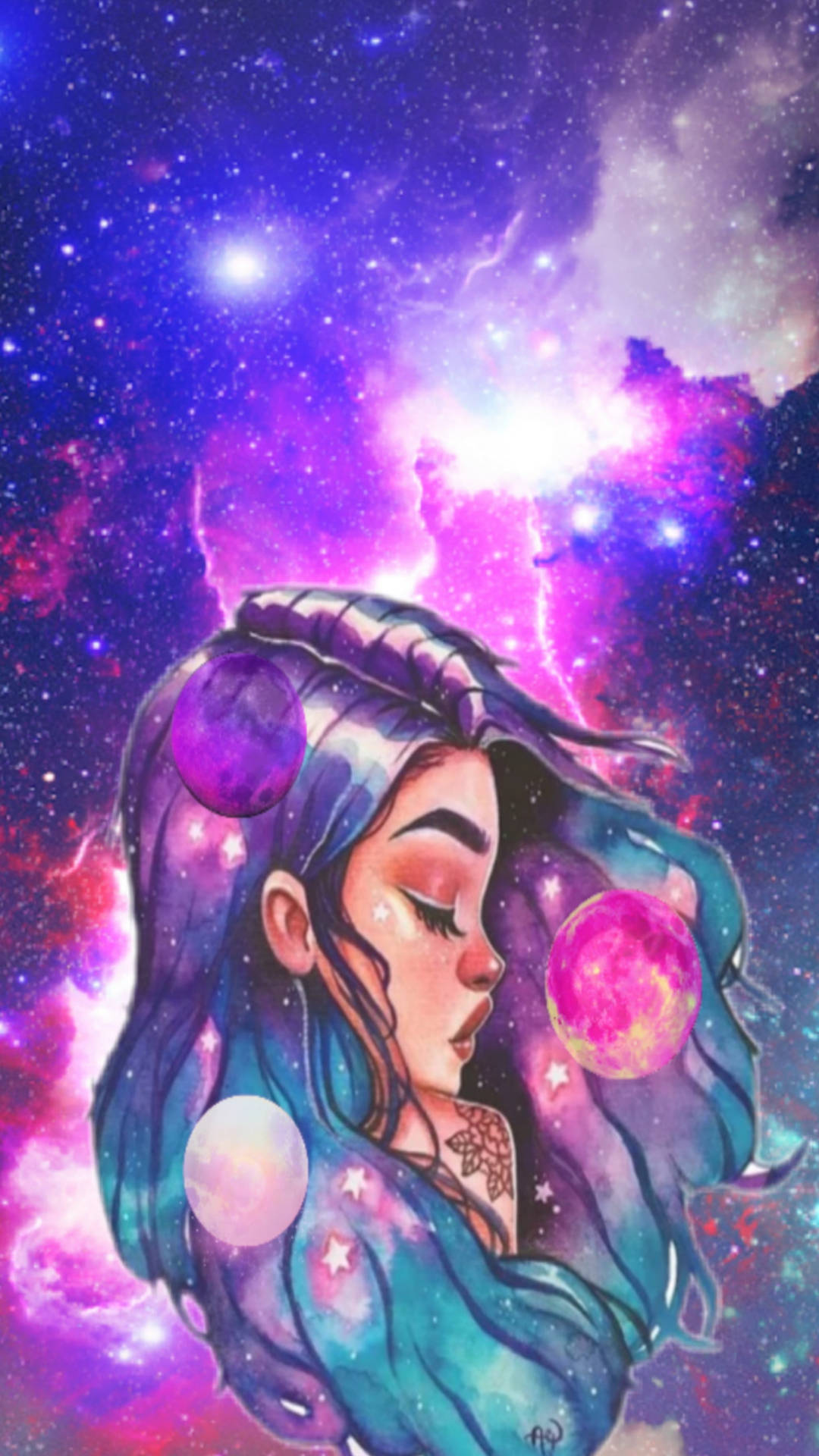 Beautiful Woman Galaxy Iphone Background