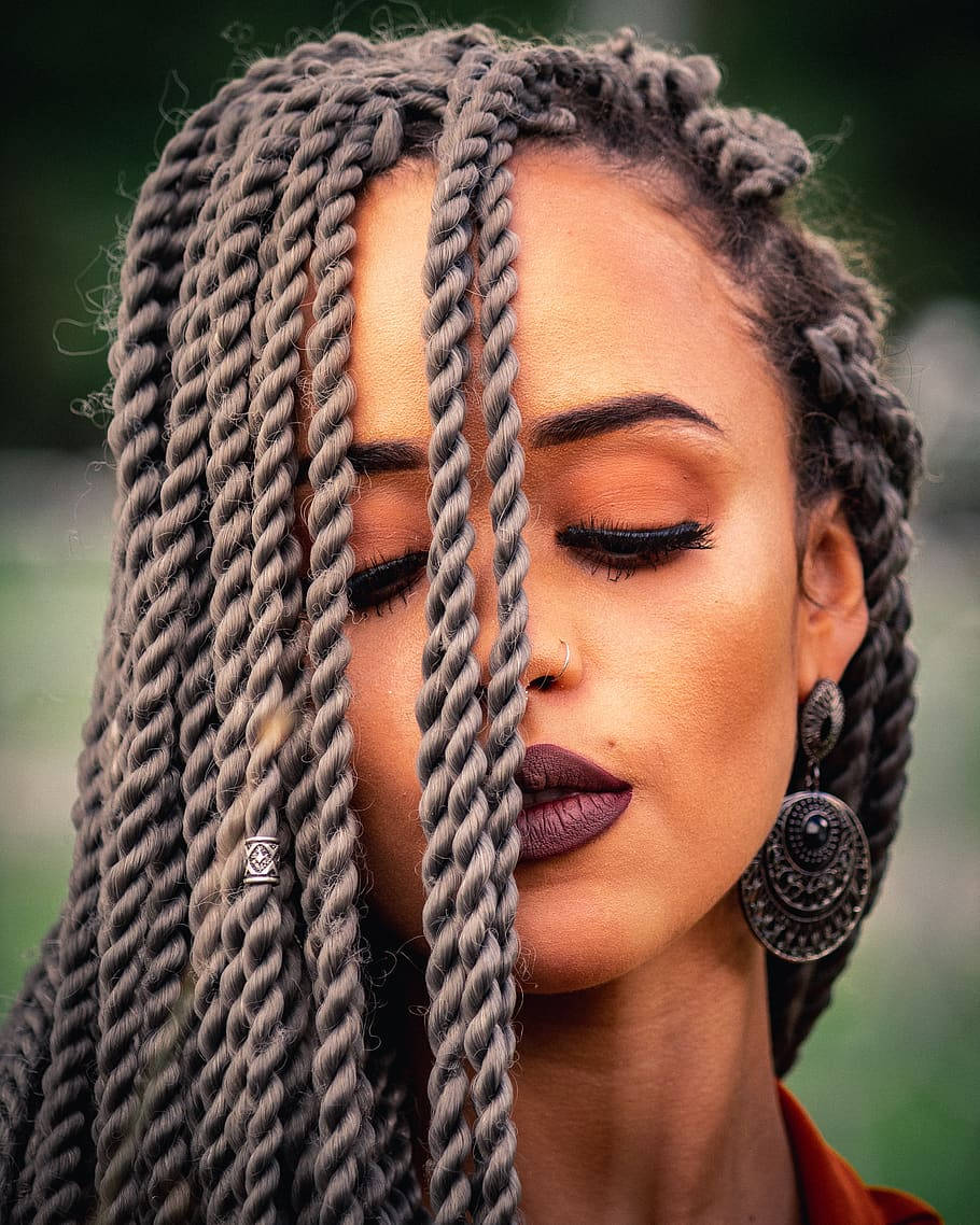 Beautiful Woman With Braids Background