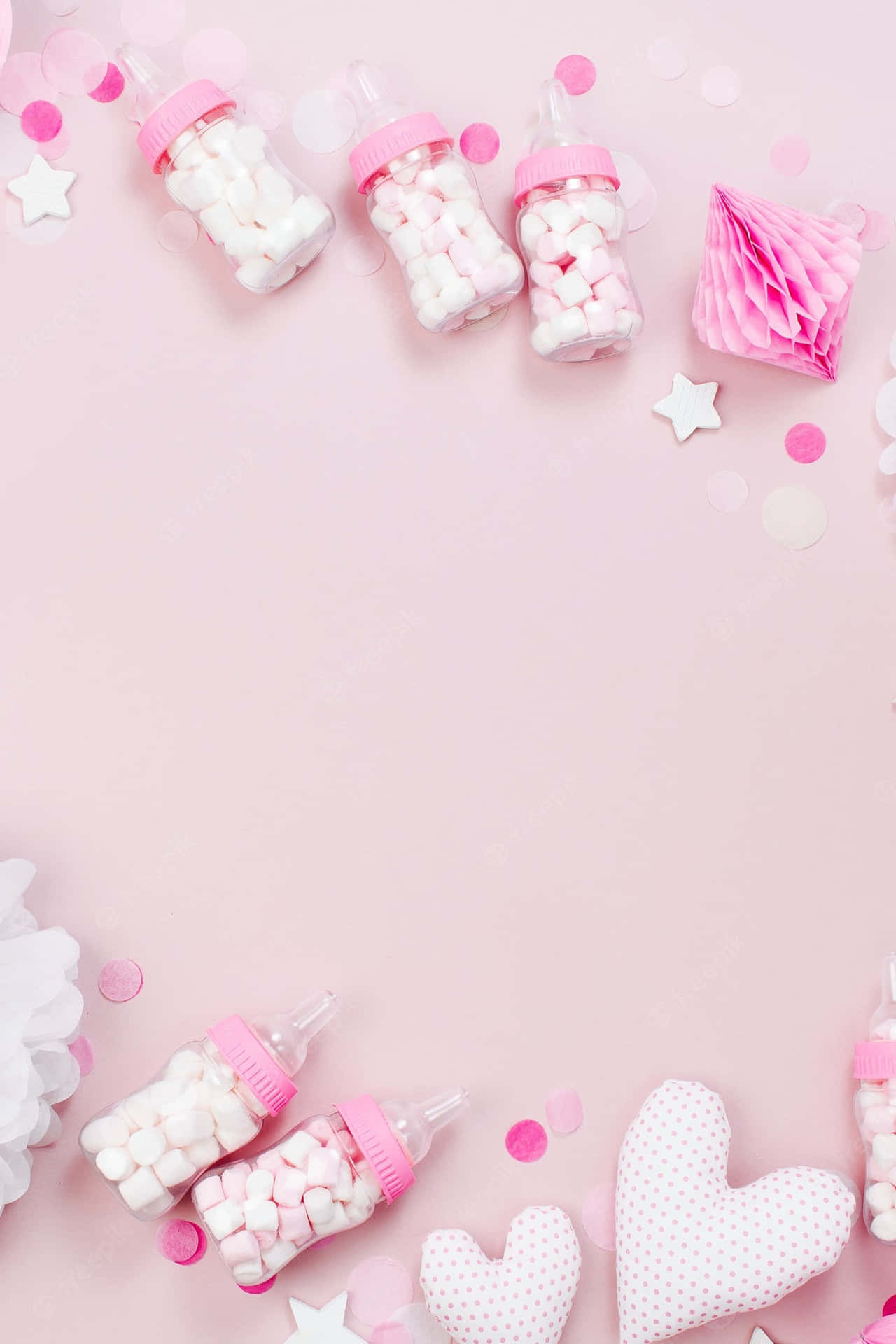 Beautiful Young Baby Girl In A Pink Outfit Smiling Background