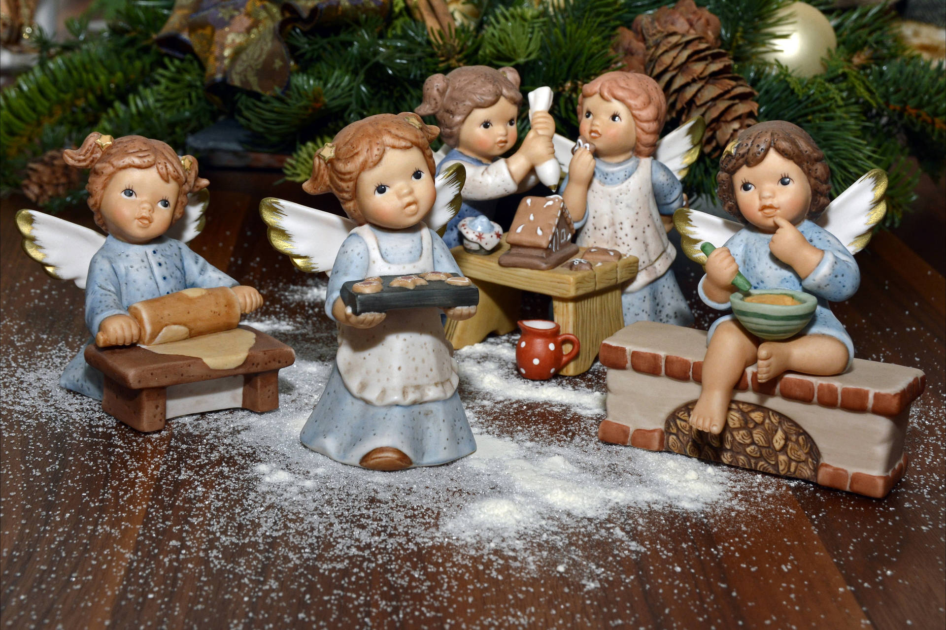 Beautifully Baked Christmas Angels Background