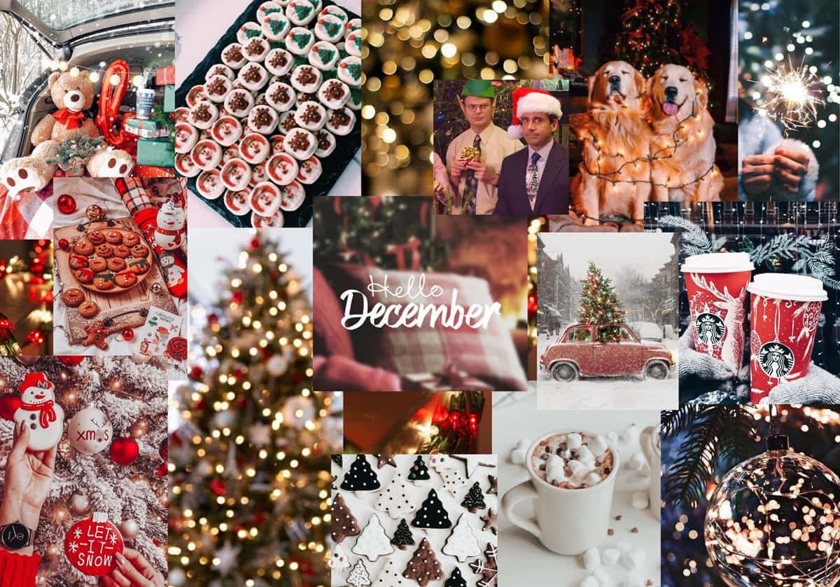 Beautifully Decorated Christmas Collage Laptop Background