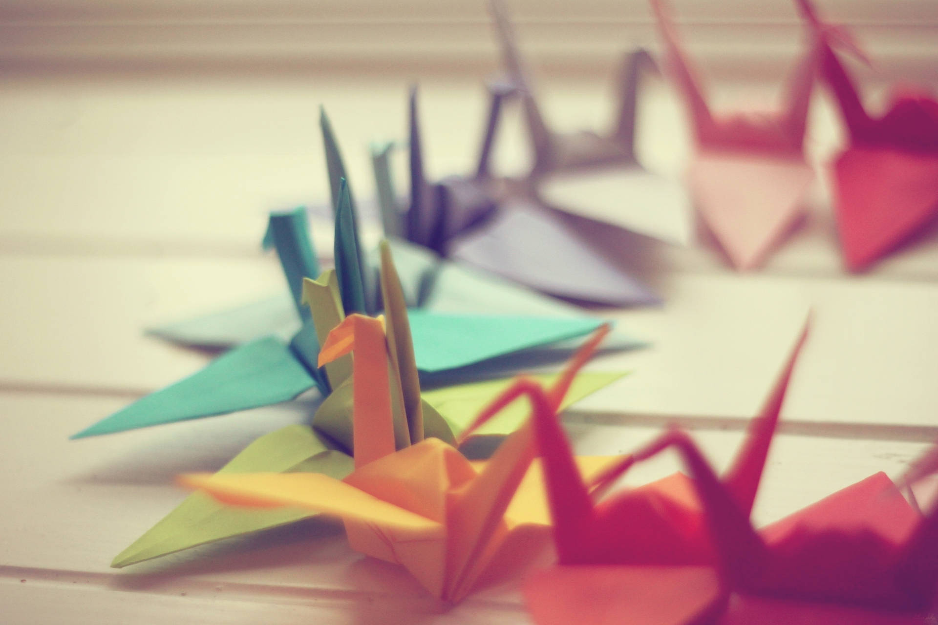 Beautifully Orchestrated Colorful Cranes Background