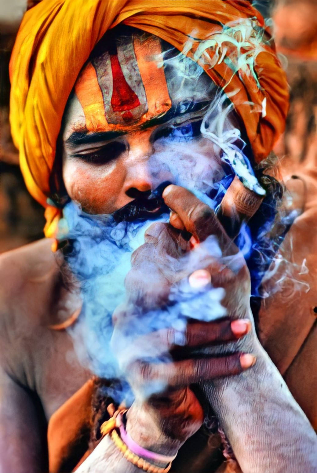 Beautifully Painted Aghori Man