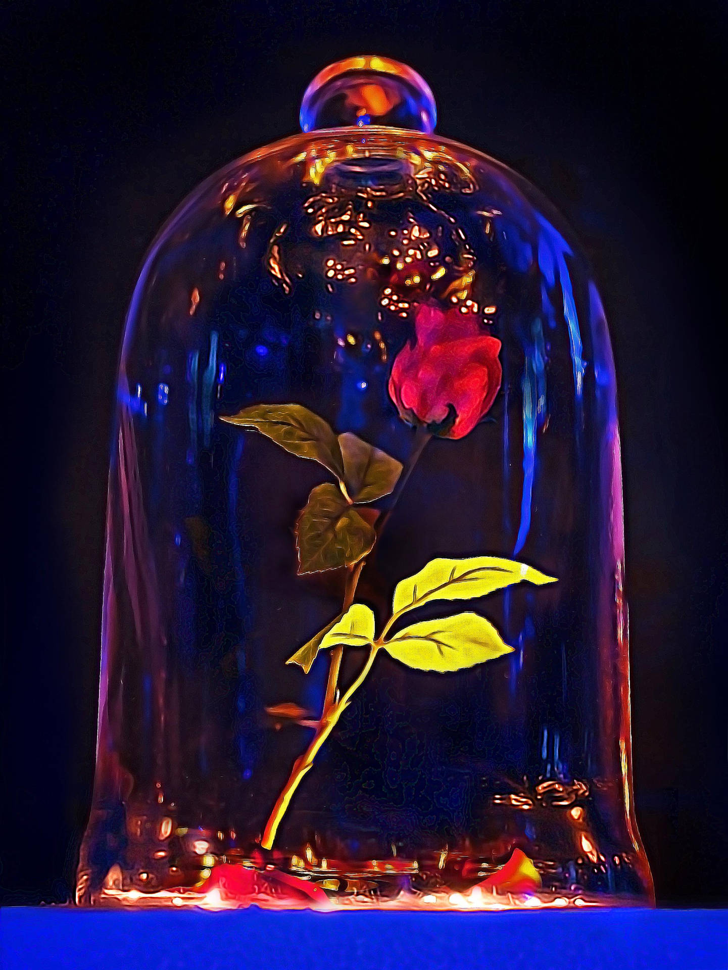 Beauty And The Beast Rose Blue Light