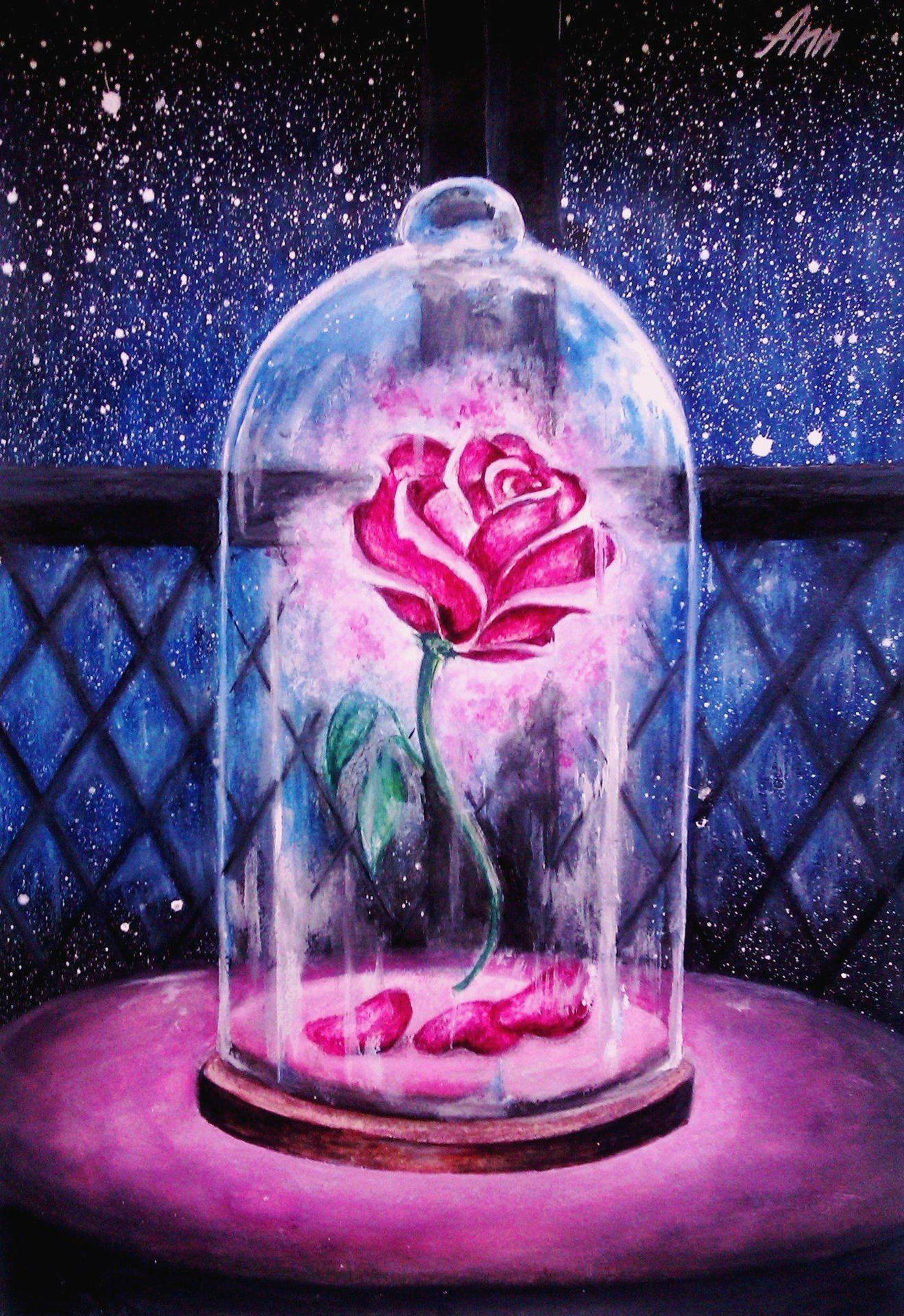 Beauty And The Beast Rose Magical Painting Background