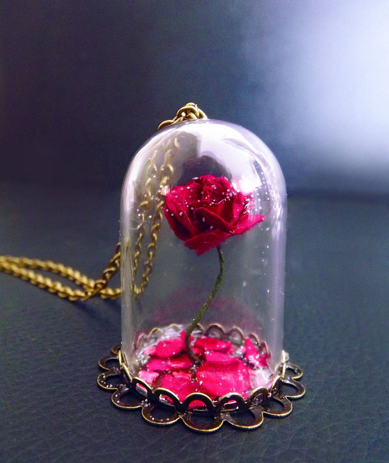 Beauty And The Beast Rose Necklace Background