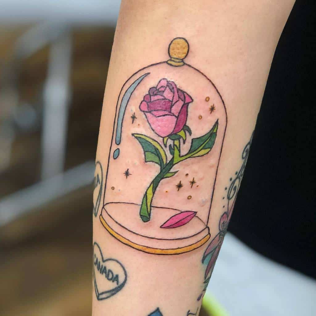 Beauty And The Beast Rose Tattoo Background
