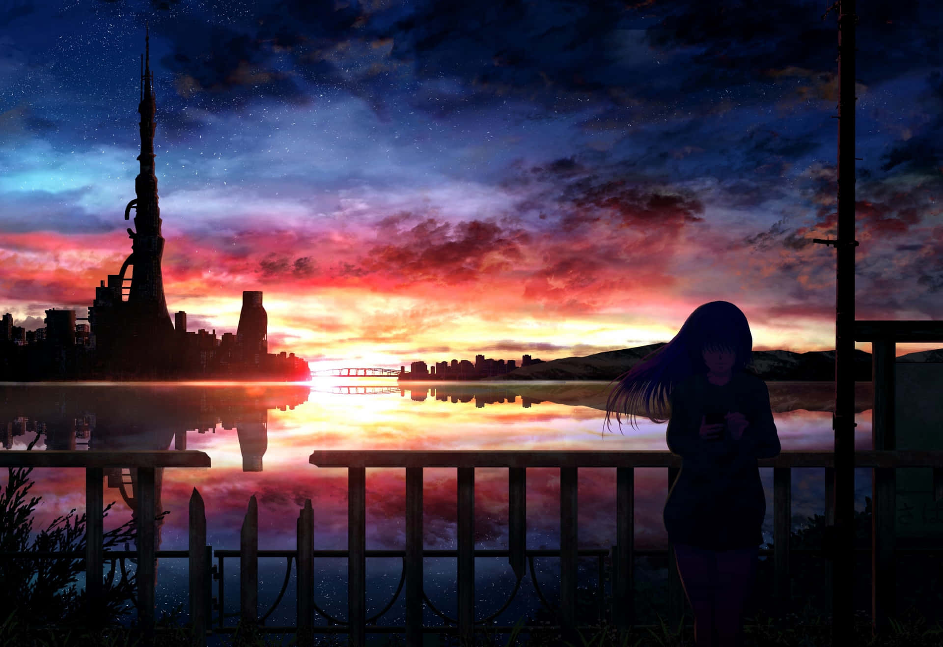 Beauty Of Anime Sunrise Background
