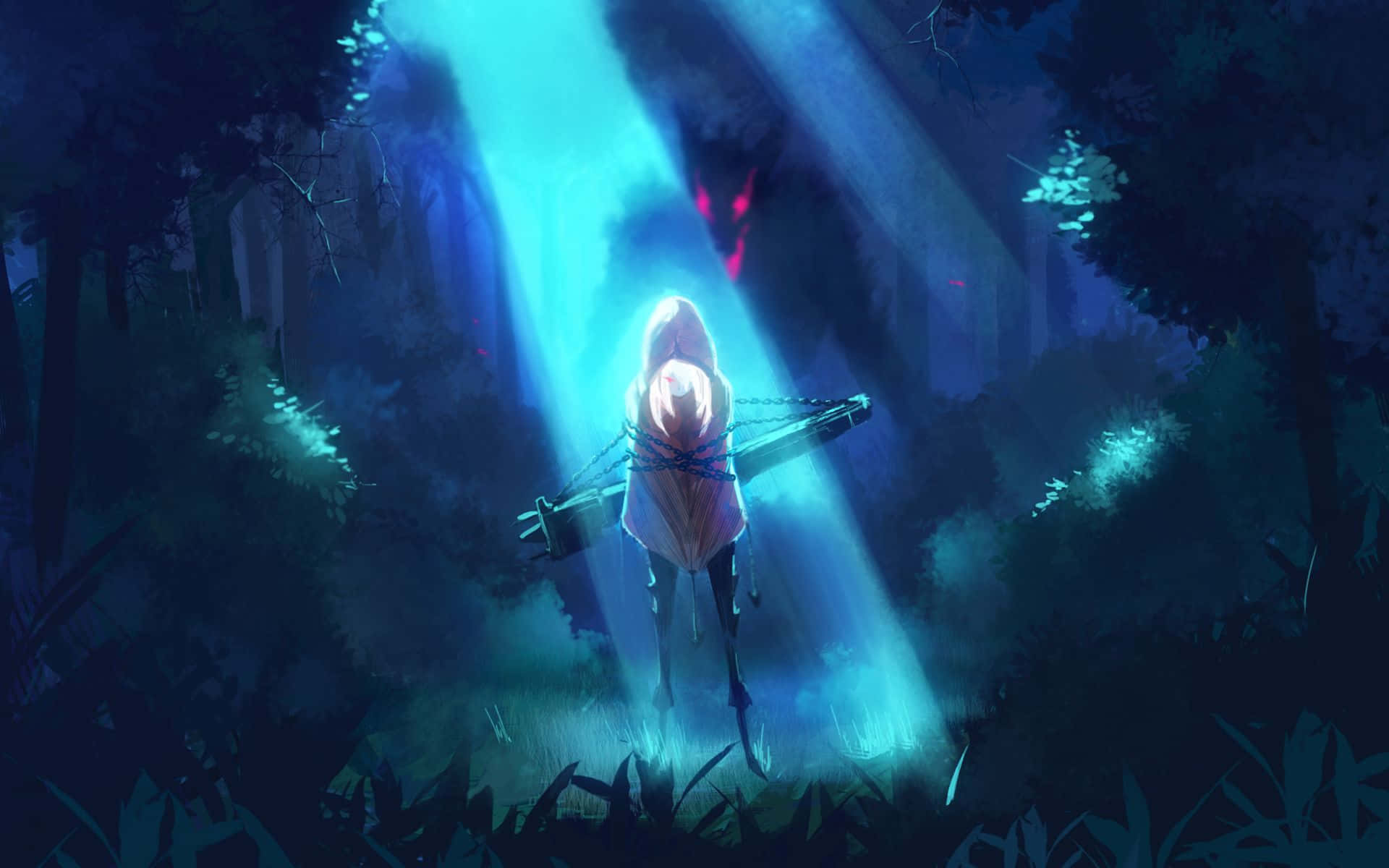 Beauty Of Nature Embodied In Anime Wolf Art Background