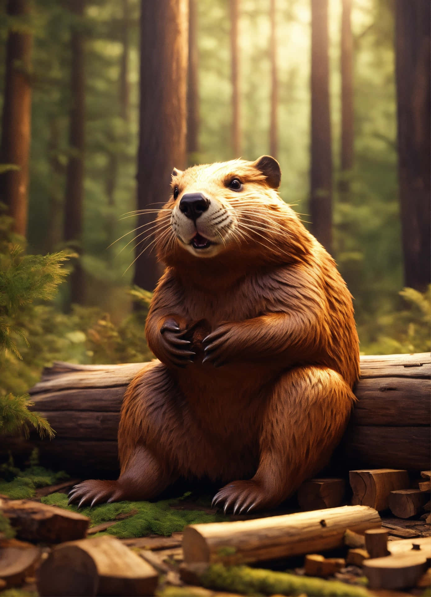 Beaverin Forest Sunlight Background