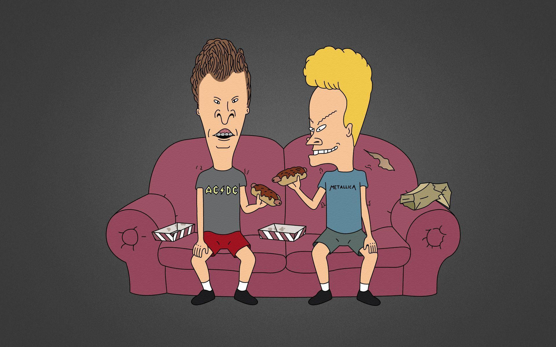 Beavis And Butt Head Eating On Couch Background