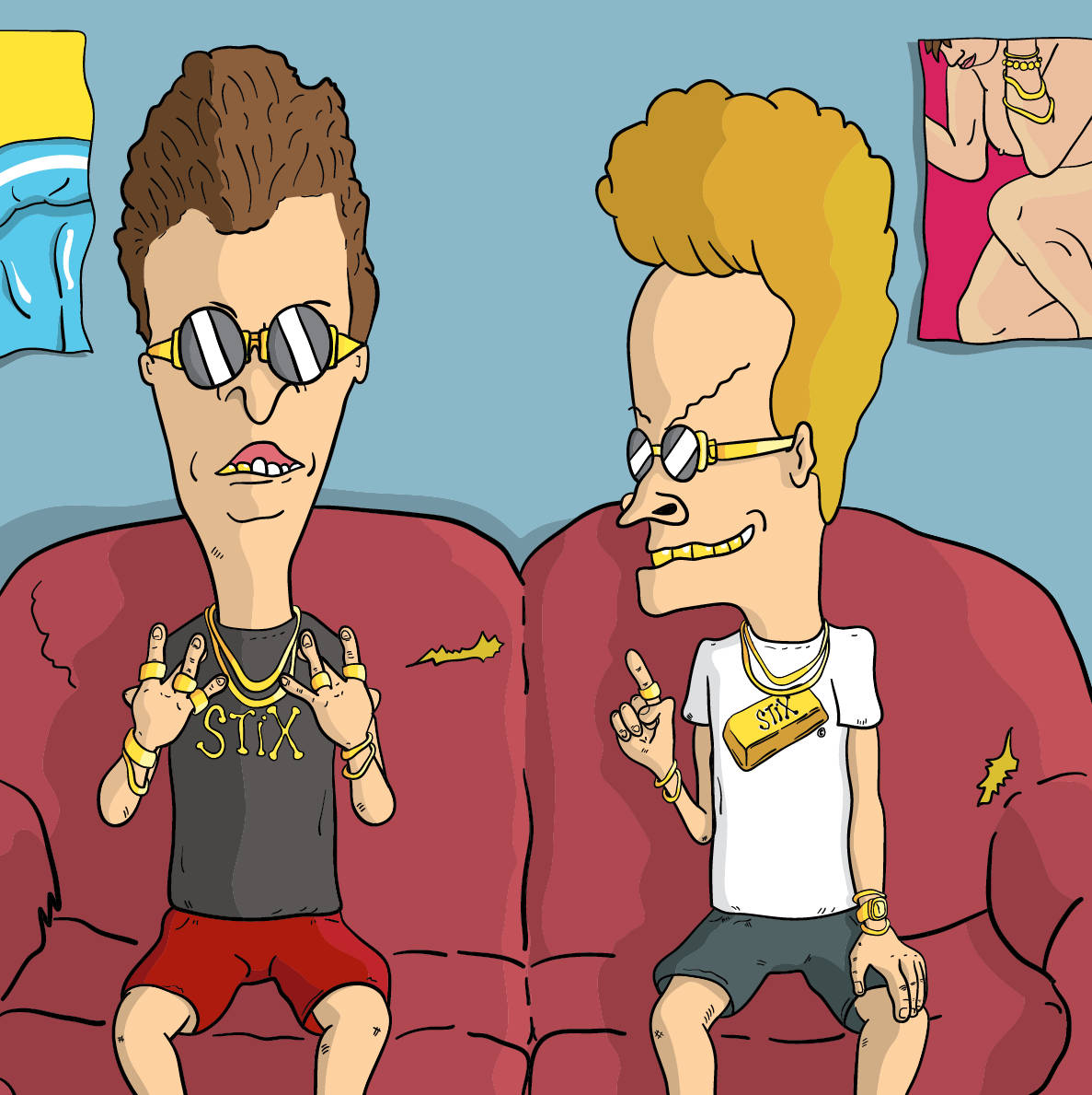 Beavis And Butt Head Gold Chains Background